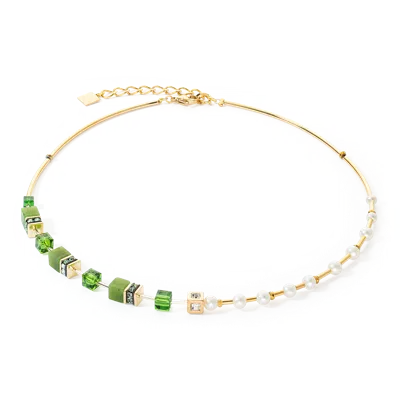 Coeur De Lion Halskette Geocube® Fusion Precious Pearl Mix Gold-grün