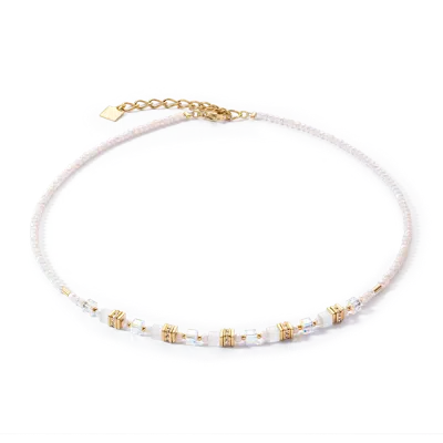 Coeur De Lion Halskette Mini Cubes Gold Weiss
