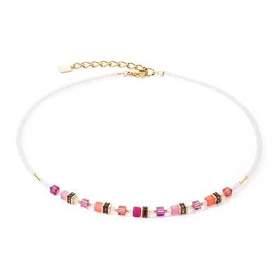 Coeur De Lion Halskette Mini Cubes Magenta In White