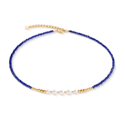 Coeur De Lion Halskette Pearl Line Gold-blau In Blue