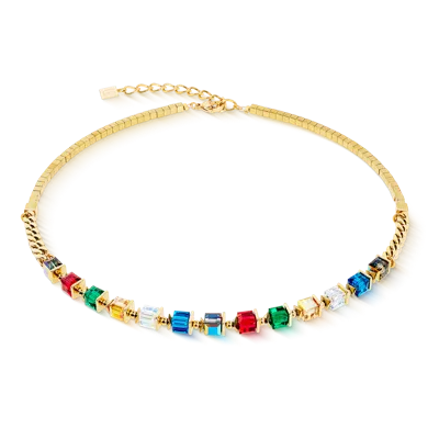 Coeur De Lion Halskette Sparkling Cubes Fusion Chain Gold-multicolor