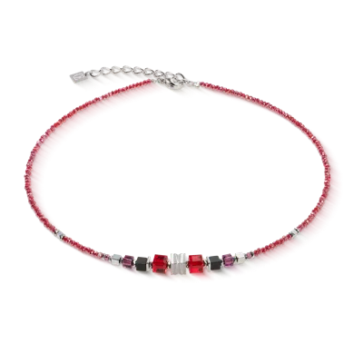 Coeur De Lion Halskette Wave Cube Flow Silber-rot In Red