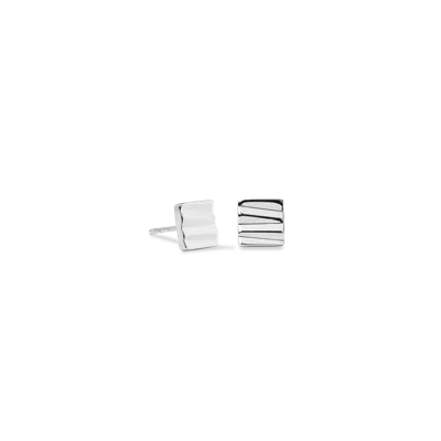 Coeur De Lion Ohrclips Square Wave Silber