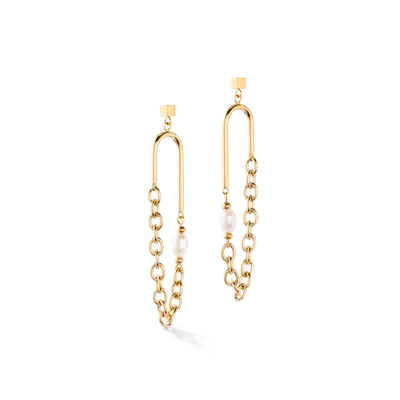 Coeur De Lion Ohrringe Boho Süsswasserperlen Gold Weiss