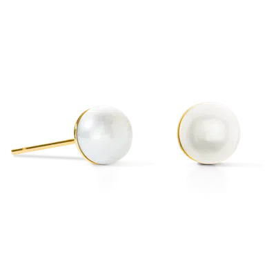 Coeur De Lion Ohrringe Classic Süsswasserperle Gold In White