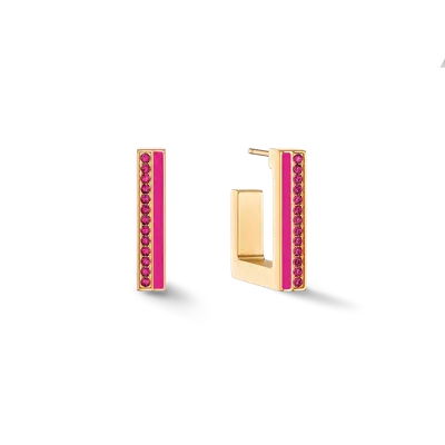 Coeur De Lion Ohrringe Creole Square Stripes 20 Gold-pink