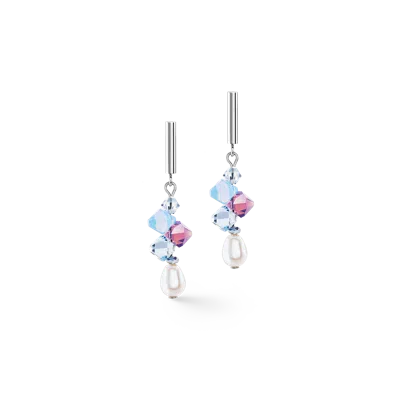 Coeur De Lion Ohrringe Dancing Crystals & Pearls Flieder-blau In Metallic
