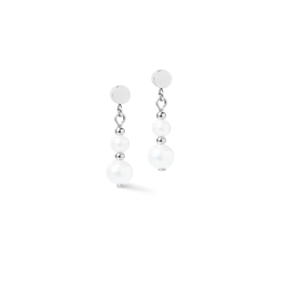 Coeur De Lion Ohrringe Pearl & Spikes Drop Silber In Silver