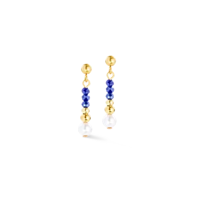 Coeur De Lion Ohrringe Pearl Line Gold-blau