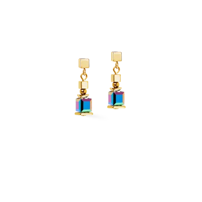Coeur De Lion Ohrringe Sparkling Cubes Fusion Chain Gold-multicolor