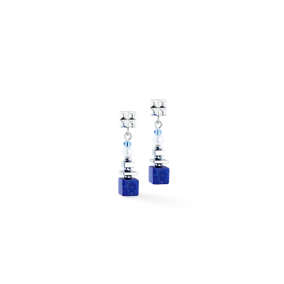 Coeur De Lion Ohrringe Statement Cube Facets Silber-blau In Metallic