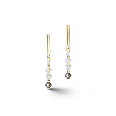 Coeur De Lion Princess Pearls Ohrringe Grau-kristall In Gold