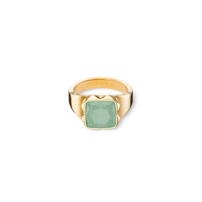 Coeur De Lion Ring Spikes Square Aventurin Gold-grün