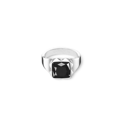 Coeur De Lion Ring Spikes Square Onyx Silber-schwarz In Metallic