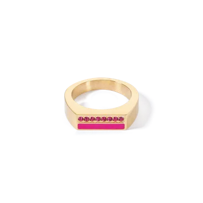 Coeur De Lion Ring Square Stripes Gold-pink