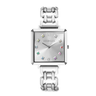 Coeur De Lion Uhr Iconic Cube Classic Rainbow Statement Silber In Metallic