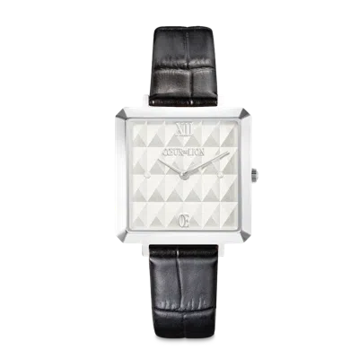 Coeur De Lion Uhr Iconic Cube Spikes Silber Armband Leder Schwarz In Black