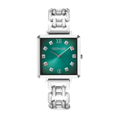 Coeur De Lion Uhr Iconic Cube Turquoise Glaze Statement Silber In Metallic