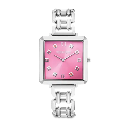 Coeur De Lion Uhr Iconic Cube Viva Magenta Statement Silber In Metallic