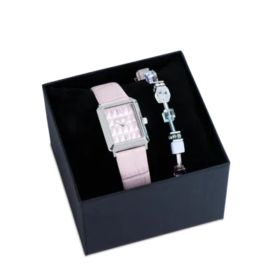Coeur De Lion Uhr Iconic Spikes Rosé Silber & Geocube® Iconic Precious Armband Rosa-flieder In Pink
