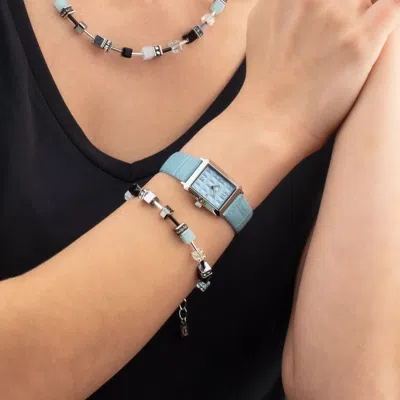 Coeur De Lion Uhr Iconic Spikes Sky Blue Silber Armband Leder Hellblau