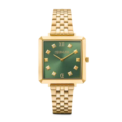 Coeur De Lion Uhr Iconic Square Glamorous Green Edelstahl Gold