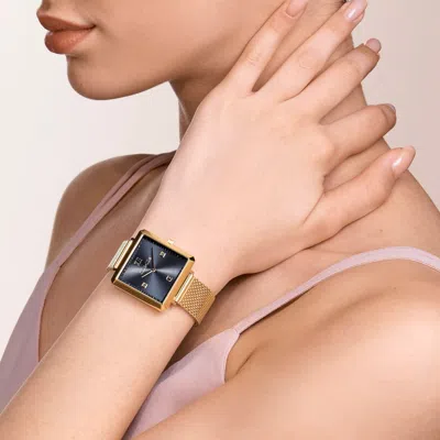 Coeur De Lion Uhr Iconic Square Midnight Blue Sunray Milanaise Edelstahl Gold