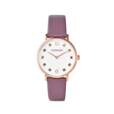 Coeur De Lion Uhr Rund Brilliant White Armband Leder Mauve In Pink