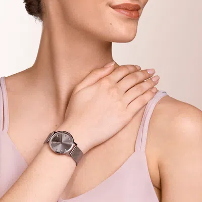 Coeur De Lion Uhr Rund Champagne Sunray Milanaise Edelstahl Champagne In Metallic