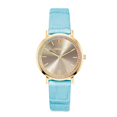 Coeur De Lion Uhr Rund Pastel Lovers Gold Armband Leder Blau In Blue