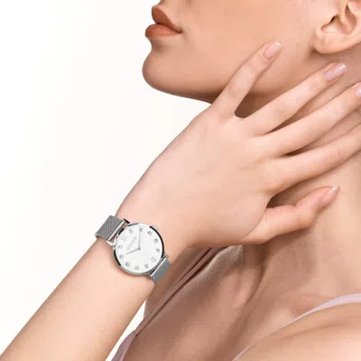 Coeur De Lion Uhr Rund Perlmutt Milanaise Edelstahl Silber In Blue