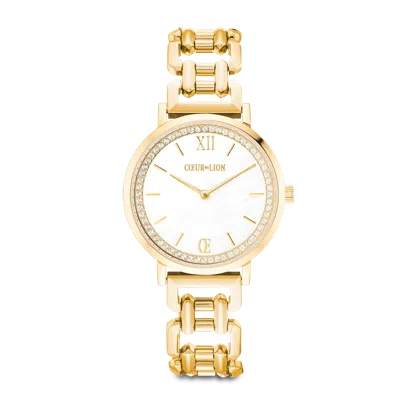 Coeur De Lion Uhr Rund Sparkling Perlmutt Statement Gold