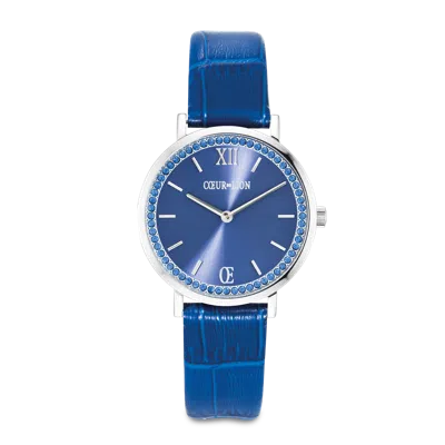 Coeur De Lion Uhr Rund Sparkling Sunray Armband Leder Royal Blue