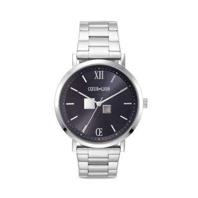 Coeur De Lion Uhr Rund Statement Unisex Sunray Midnight Blue Edelstahl Frosted Silber In Metallic