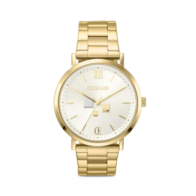Coeur De Lion Uhr Rund Statement Unisex White Sunray Edelstahl Frosted Gold