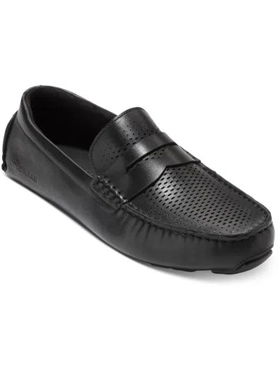 Cole Haan Mens Leather Driving Moccasins In Black