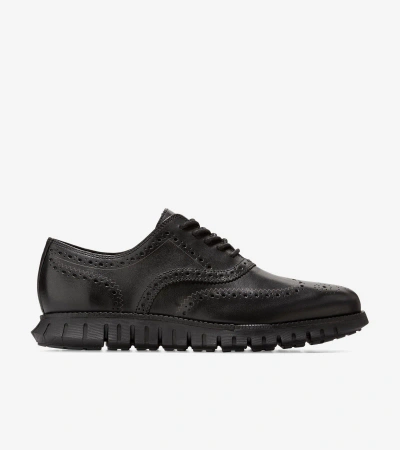 Cole Haan Mens Black Zerøgrand Wingtip Leather Oxford Shoes
