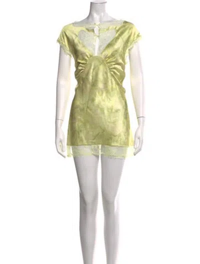 Pre-owned Collina Strada Floral Print Mini Dress W/ Tags In Green