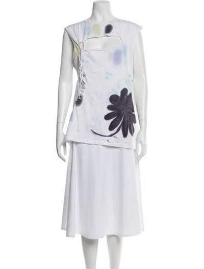 Pre-owned Collina Strada Graphic Print Asymmetrical Top In White