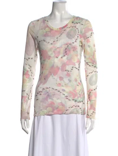 Pre-owned Collina Strada Graphic Print V-neck Top In Pink