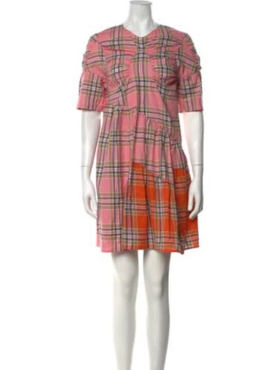 Pre-owned Collina Strada Plaid Print Mini Dress W/ Tags In Pink