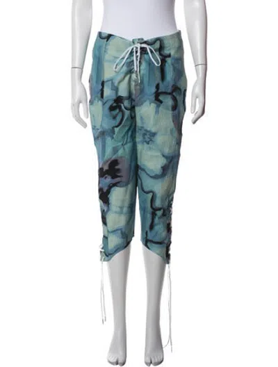Pre-owned Collina Strada Printed Straight Leg Pants In Blue