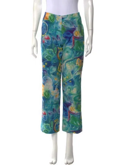 Pre-owned Collina Strada Printed Wide Leg Pants In Blue