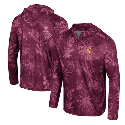 Colosseum Maroon Arizona State Sun Devils Palms Printed Lightweight Quarter-zip Hooded Top