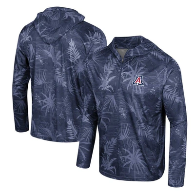 Colosseum Navy Arizona Wildcats Palms Printed Lightweight Quarter-zip Hooded Top