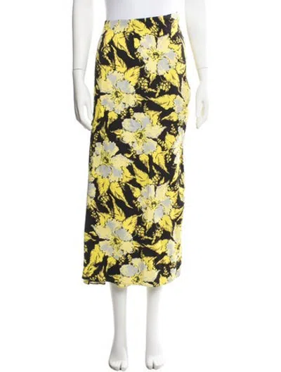 Pre-owned Colville Floral Print Long Skirt In Yellow