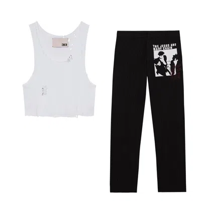 Come On Black / White Jesus Trouser With Hell Organic Tshirt White Outfit In Multi