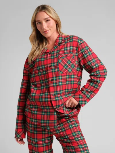 Comfrt Flannel Pajama Shirt In Red