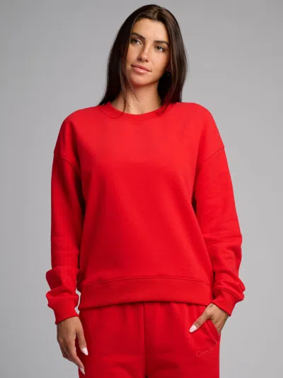 Comfrt Halo Lightweight Crop Crew Sweatshirt In Red