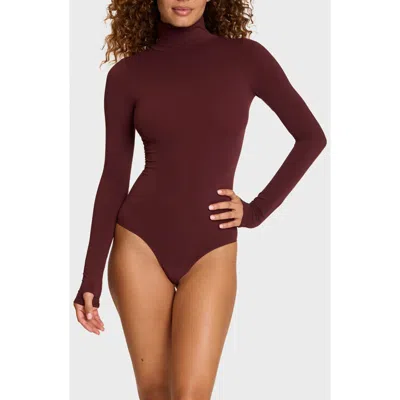 Commando Ballet Turtleneck U-back Bodysuit In Brown